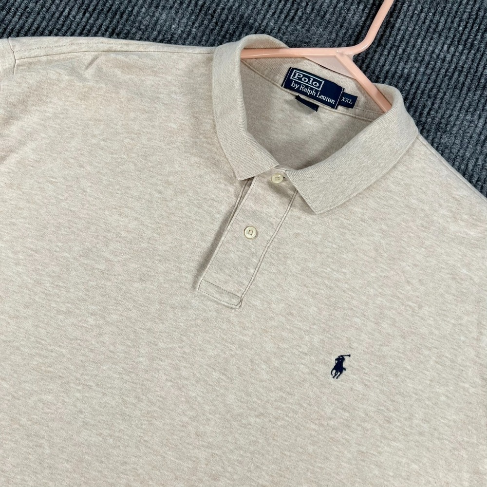 Polo Ralph Lauren Shirt Mens 2XL XXL Beige Short Sleeve Casual Comfort Golf